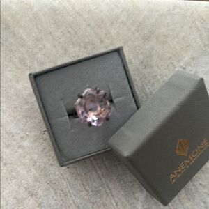 Anemone Pink Solitaire Ring with Round-Cut Gemstone